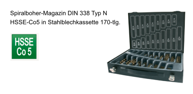 Spiralbohrer-Magazin DIN 338 Typ N HSSE- Co 5
